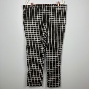 Ann Taylor plus size 14 window pane plaid ankle crop slim leg pants